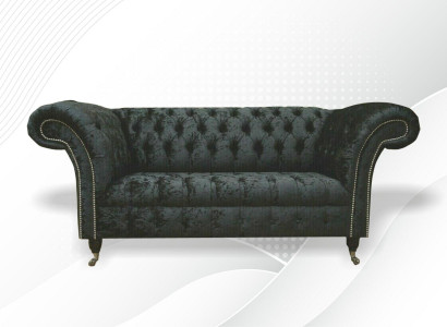 Chesterfield Velvet Club Couch Upholstery 2-Seater Design Fabric Sofas Couches